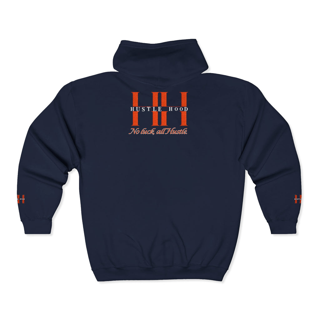 HuslteHood Full Zip embroidery Hoodie