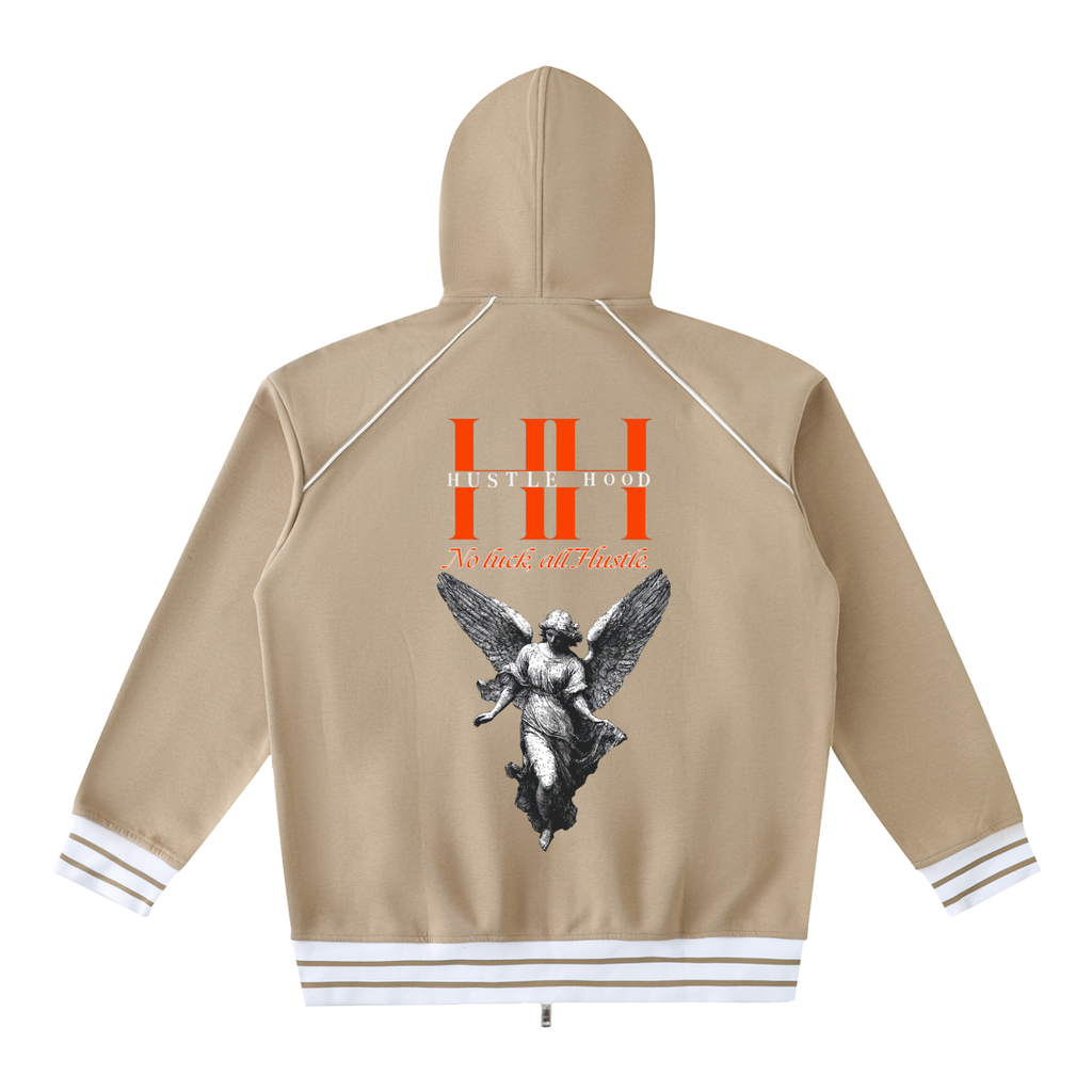 Striped Trim Zip-Up Hoodie
