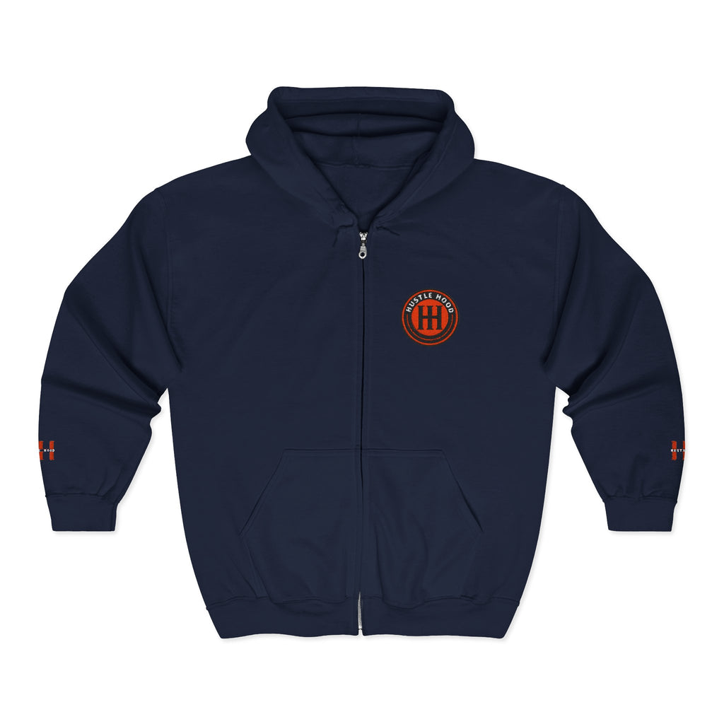 HuslteHood Full Zip embroidery Hoodie