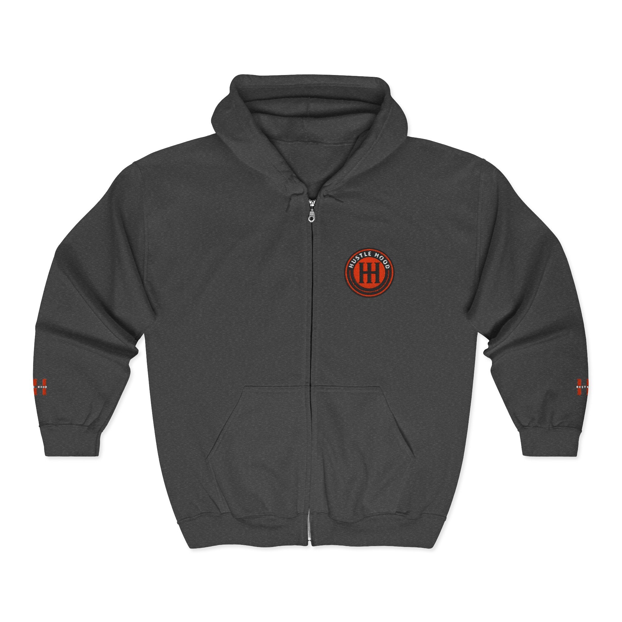 HuslteHood Full Zip embroidery Hoodie