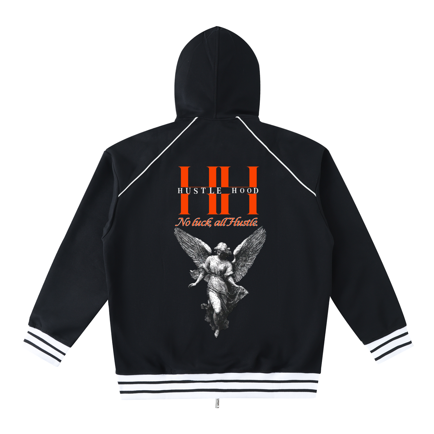 Striped Trim Zip-Up Hoodie